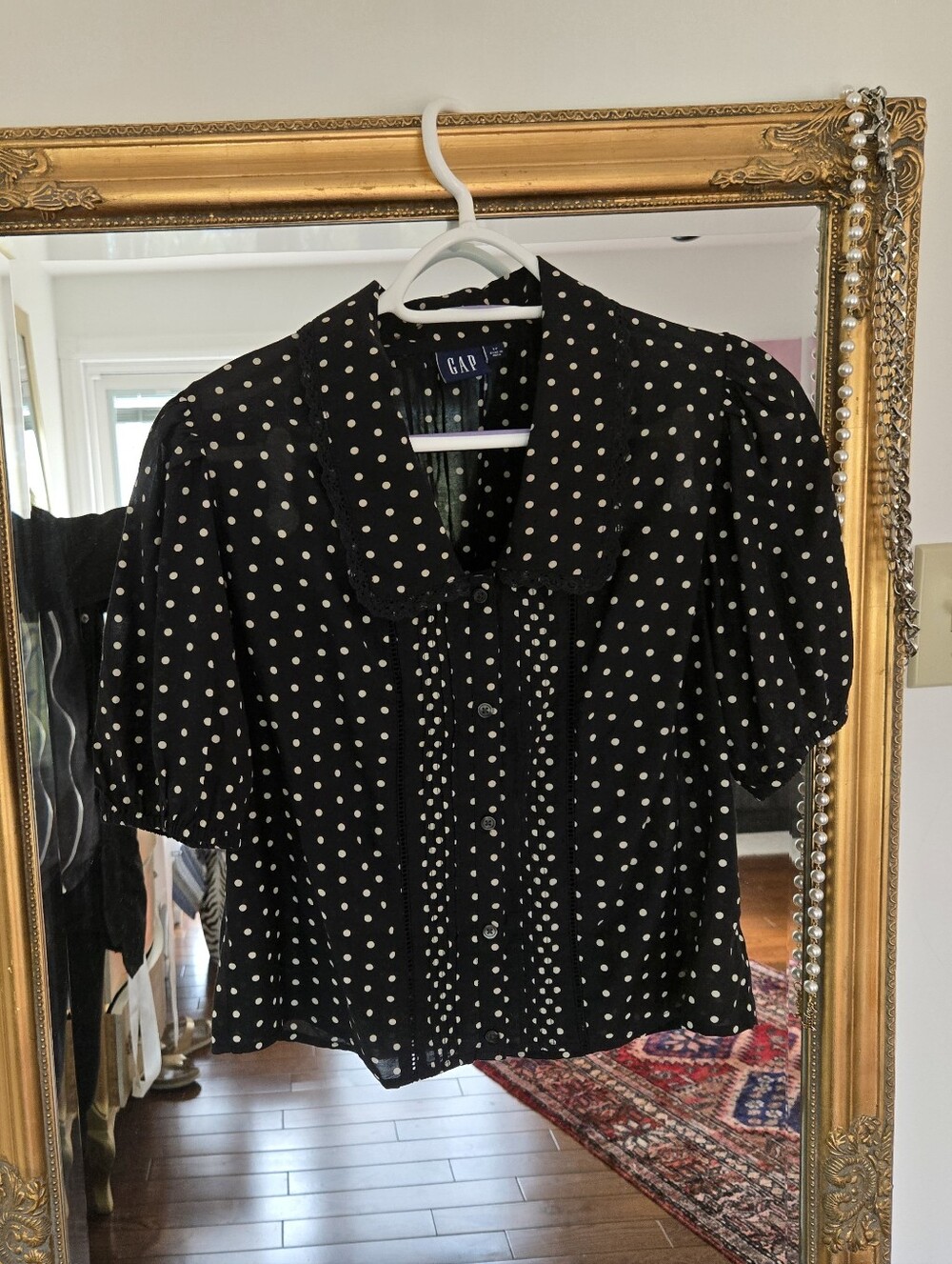 Small Black And Off White Polka Dot Blouse